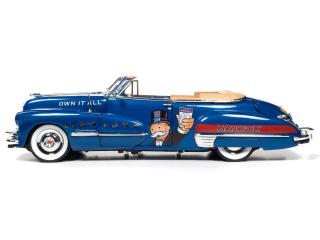 Cadillac Convertible 1947 Monopoly with Resin Figure, Blue & Red Auto World 1:18